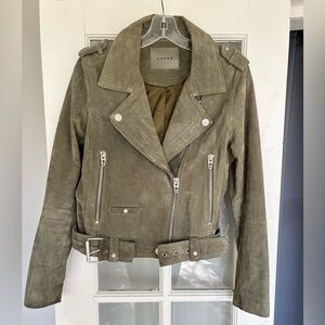 Blank NYC Khaki Real Suede Moto Jacket